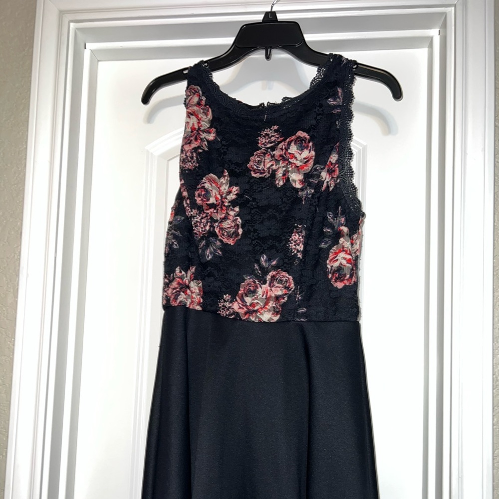 Black, White & Pink Flower Dress